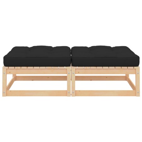 vidaXL Poggiapiedi da Giardino con Cuscini 2 pz Legno Massello di Pino