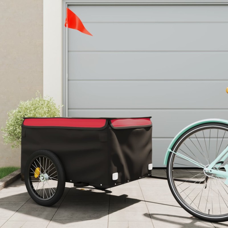 vidaXL Rimorchio da Bici da Carico Nero e Rosso 45 kg in Ferro vidaXL Rimorchio da Bici da Carico Nero e Rosso 45 kg in Ferro
