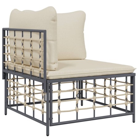 vidaXL Divano Angolare da Giardino con Cuscini in Polyrattan Beige