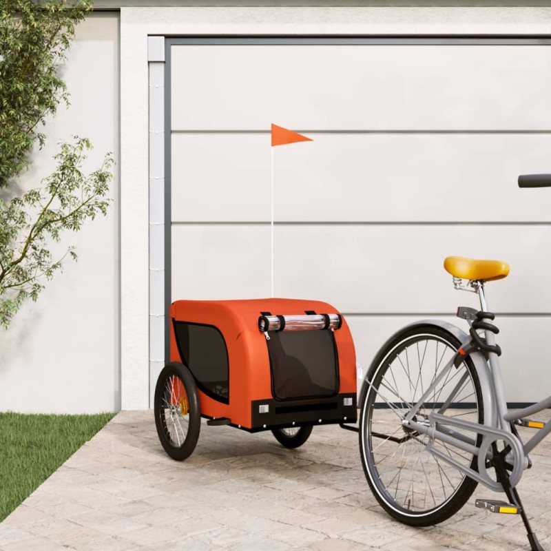 vidaXL Rimorchio Bici per Cani Arancione e Nero Tessuto Oxford e Ferro vidaXL Rimorchio Bici per Cani Arancione e Nero Tessuto Oxford e Ferro