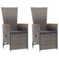 vidaXL Sedie da Giardino Reclinabili 2 pz e Cuscini Polyrattan Grigio vidaXL Sedie da Giardino Reclinabili 2 pz e Cuscini Polyrattan Grigio