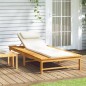 vidaXL Lettino Cuscino e Guanciale Bianco Crema Legno Massello Acacia vidaXL Lettino Cuscino e Guanciale Bianco Crema Legno Massello Acacia
