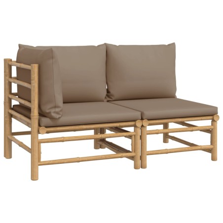 vidaXL Set Salotto da Giardino 2pz con Cuscini Tortora Bambù