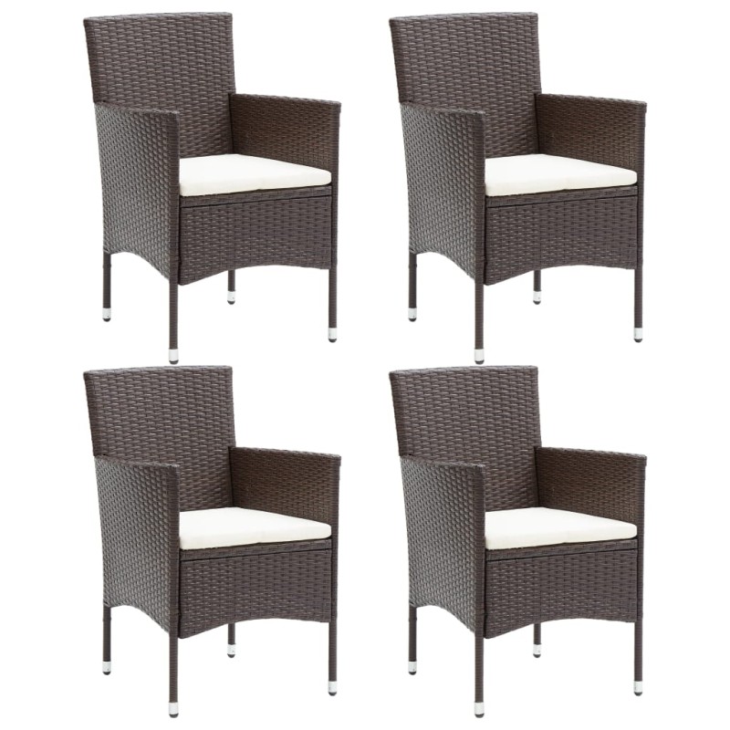 vidaXL Sedie da Pranzo per Giardino 4 pz in Polyrattan Marrone vidaXL Sedie da Pranzo per Giardino 4 pz in Polyrattan Marrone