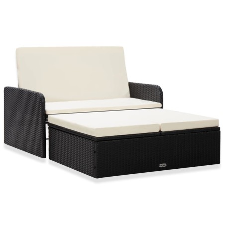 vidaXL Set Divani da Giardino 2 pz con Cuscini in Polyrattan Nero