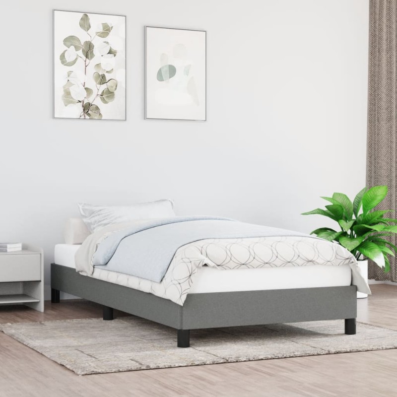 vidaXL Giroletto senza Materasso Grigio Scuro 90x200 cm Tessuto vidaXL Giroletto senza Materasso Grigio Scuro 90x200 cm Tessuto