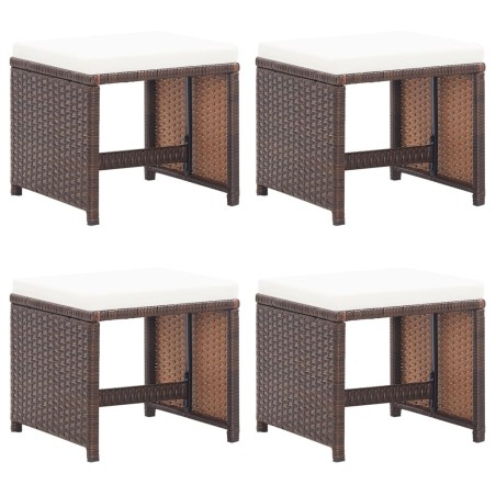 vidaXL Sgabelli da Giardino 4 pz con Cuscini in Polyrattan Marrone