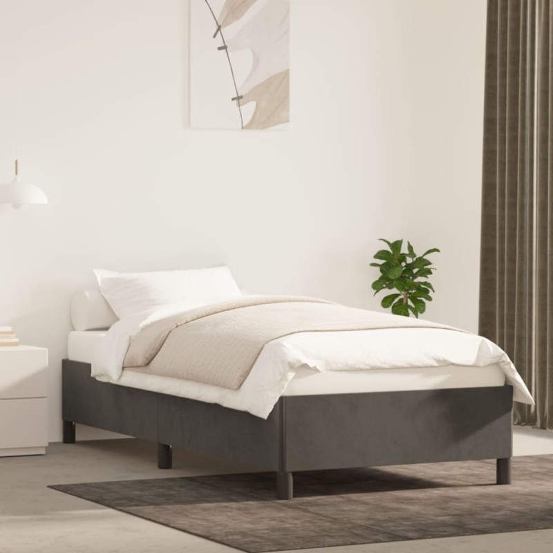 vidaXL Giroletto senza Materasso Grigio Scuro 90x200 cm Velluto vidaXL Giroletto senza Materasso Grigio Scuro 90x200 cm Velluto