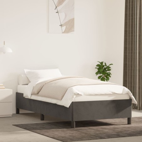 vidaXL Giroletto senza Materasso Grigio Scuro 90x200 cm Velluto