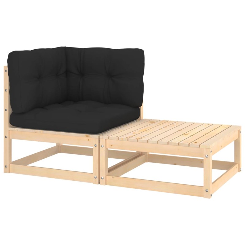 vidaXL Set Divani da Giardino 2 pz con Cuscini Legno Massello Pino vidaXL Set Divani da Giardino 2 pz con Cuscini Legno Massello Pino