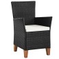 vidaXL Sedie da Esterno con Cuscini in Polyrattan Nero