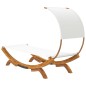 vidaXL Lettino con Tettuccio 100x200x126 cm in Legno Curvato Crema vidaXL Lettino con Tettuccio 100x200x126 cm in Legno Curvato Crema
