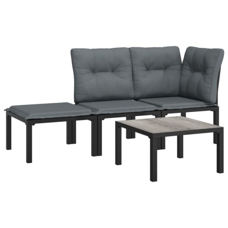 vidaXL Set Salotto da Giardino 4 pz Nero e Grigio in Polyrattan