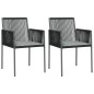 vidaXL Sedie Giardino con Cuscini 2 pz Nere 54x60,5x83,5 cm Polyrattan vidaXL Sedie Giardino con Cuscini 2 pz Nere 54x60,5x83,5 cm Polyrattan