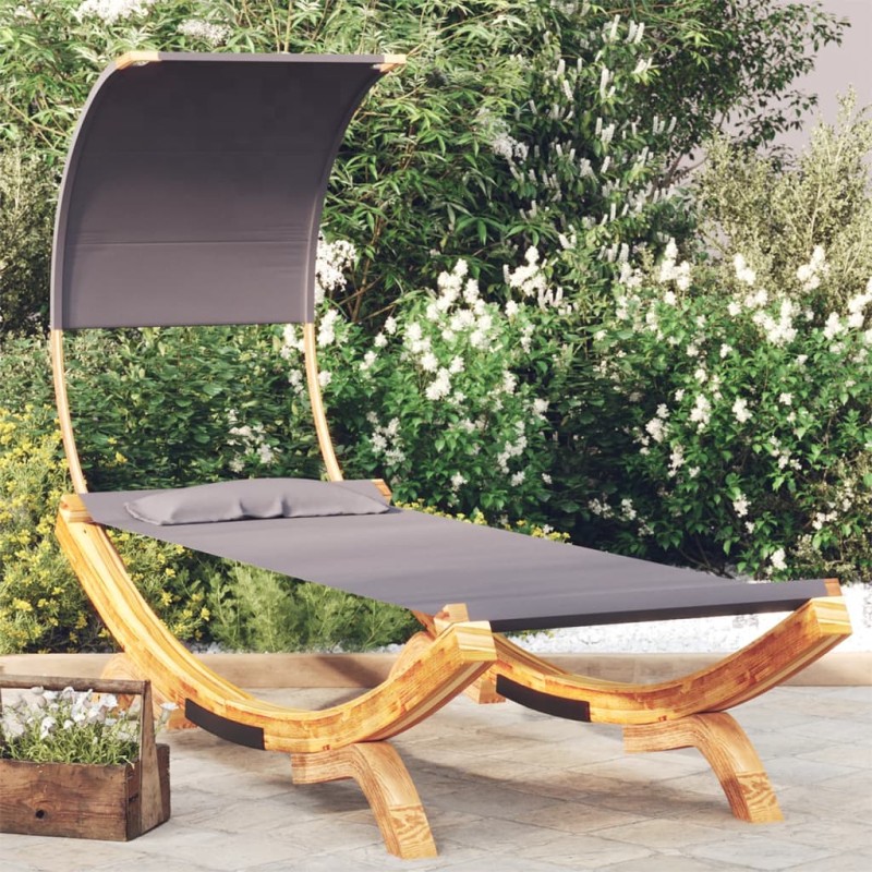 vidaXL Lettino con Tettuccio 100x200x126 cm in Legno Curvato Antracite vidaXL Lettino con Tettuccio 100x200x126 cm in Legno Curvato Antracite