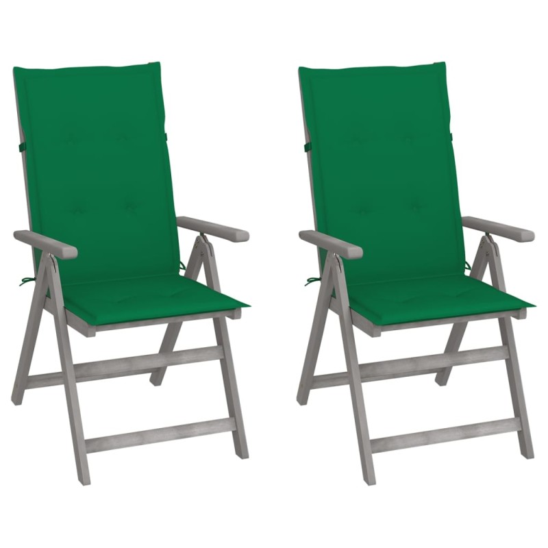 Sedie da Giardino Reclinabili 2pz con Cuscini Massello Acacia Sedie da Giardino Reclinabili 2pz con Cuscini Massello Acacia