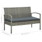 vidaXL Set Divani da Giardino 4 pz con Cuscini in Polyrattan Grigio vidaXL Set Divani da Giardino 4 pz con Cuscini in Polyrattan Grigio
