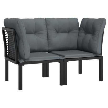 vidaXL Poltrone Angolari Giardino Cuscini 2pz Polyrattan Nero e Grigio
