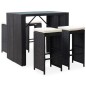 vidaXL Set da Bar da Giardino 5 pz in Polyrattan e Vetro Nero vidaXL Set da Bar da Giardino 5 pz in Polyrattan e Vetro Nero