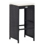 vidaXL Set da Bar da Giardino 5 pz in Polyrattan e Vetro Nero vidaXL Set da Bar da Giardino 5 pz in Polyrattan e Vetro Nero