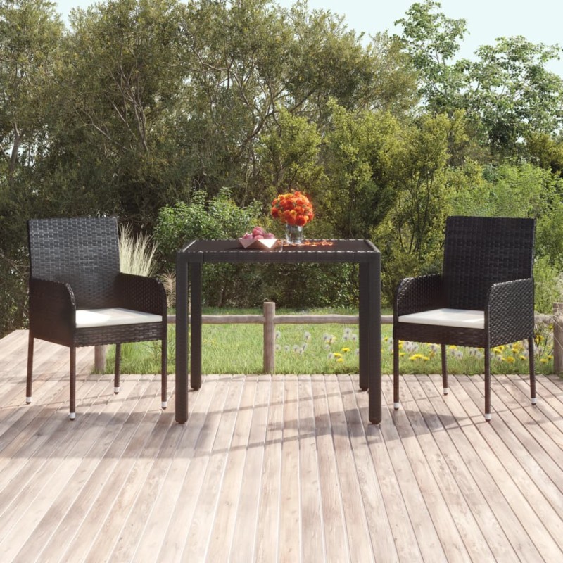 vidaXL Sedie da Giardino con Cuscini 2 pz in Polyrattan Nere vidaXL Sedie da Giardino con Cuscini 2 pz in Polyrattan Nere