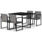 vidaXL Set da Pranzo da Giardino 5 pz con Cuscini in Polyrattan Grigio vidaXL Set da Pranzo da Giardino 5 pz con Cuscini in Polyrattan Grigio