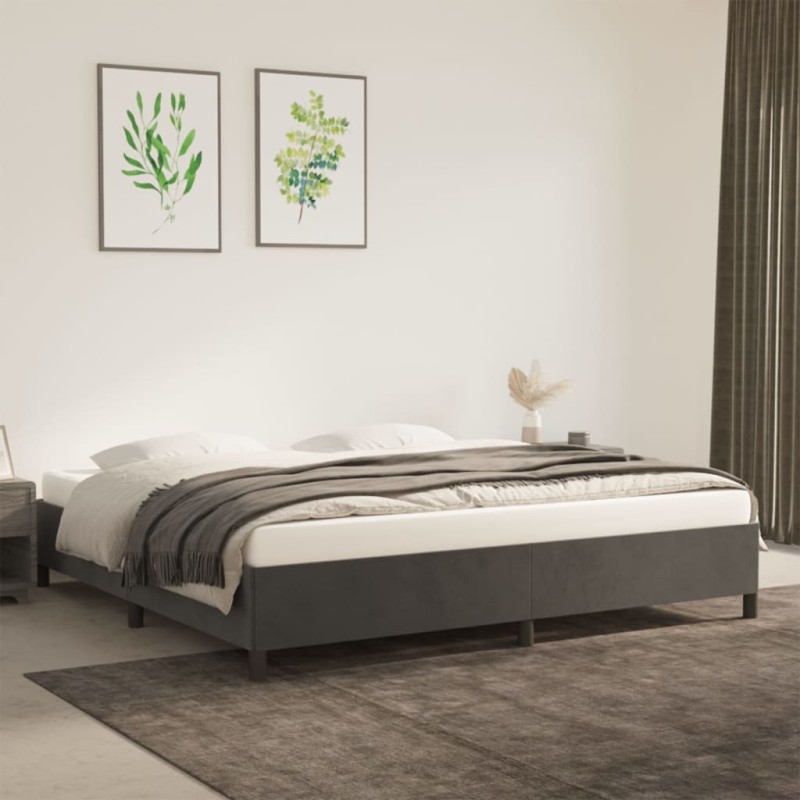 vidaXL Giroletto senza Materasso Grigio Scuro 200x200 cm Velluto vidaXL Giroletto senza Materasso Grigio Scuro 200x200 cm Velluto