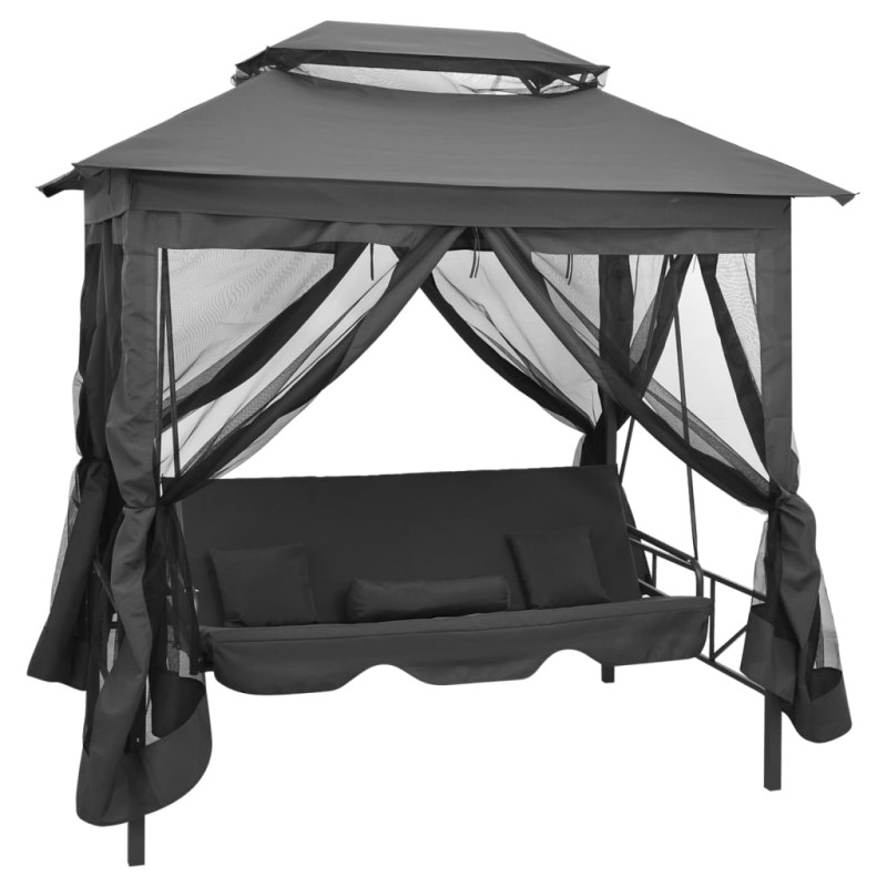vidaXL Panchina a Dondolo Baldacchino Antracite 220x160x240 cm Acciaio vidaXL Panchina a Dondolo Baldacchino Antracite 220x160x240 cm Acciaio