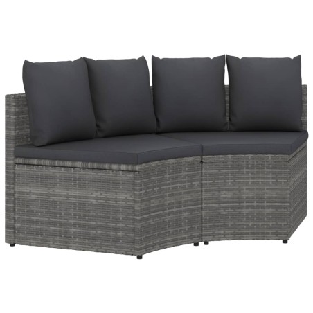 vidaXL Set Divani da Giardino 2 pz con Cuscini in Polyrattan Grigio
