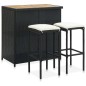 vidaXL Set da Bar 3 pz in Polyrattan Nero vidaXL Set da Bar 3 pz in Polyrattan Nero