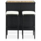 vidaXL Set da Bar 3 pz in Polyrattan Nero vidaXL Set da Bar 3 pz in Polyrattan Nero