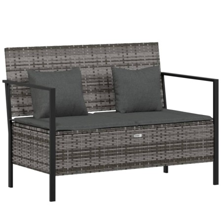 vidaXL Panca da Giardino a 2 Posti con Cuscini in Polyrattan Grigio