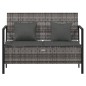 vidaXL Panca da Giardino a 2 Posti con Cuscini in Polyrattan Grigio vidaXL Panca da Giardino a 2 Posti con Cuscini in Polyrattan Grigio