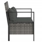 vidaXL Panca da Giardino a 2 Posti con Cuscini in Polyrattan Grigio vidaXL Panca da Giardino a 2 Posti con Cuscini in Polyrattan Grigio