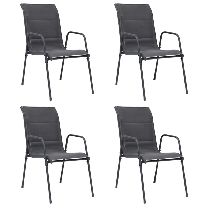 vidaXL Sedie da Giardino Impilabili 4 pz Acciaio e Textilene Antracite vidaXL Sedie da Giardino Impilabili 4 pz Acciaio e Textilene Antracite