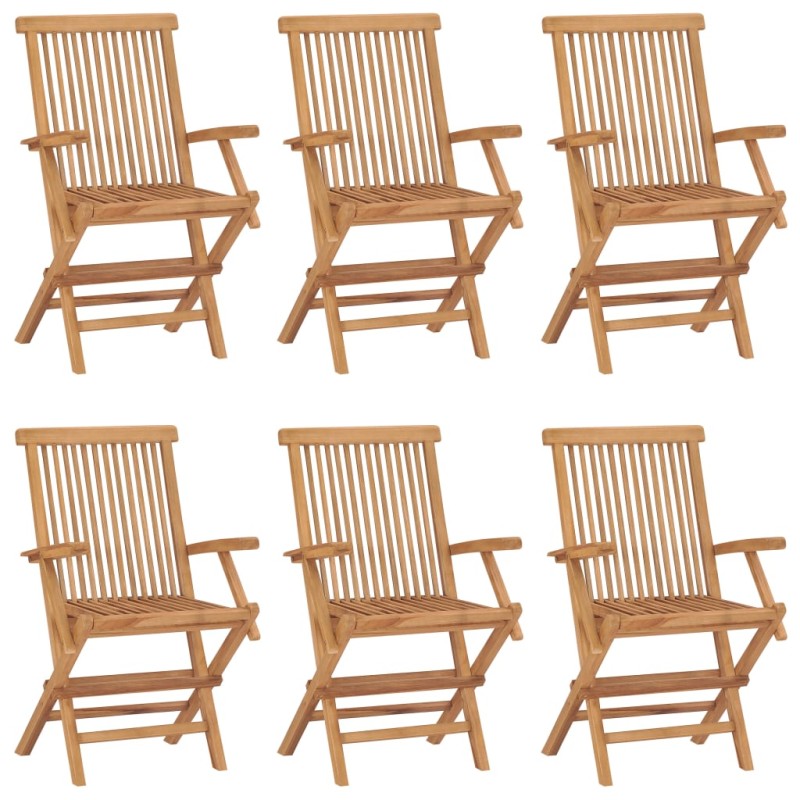 Sedie da Giardino Pieghevoli 6 pz in Legno Massello di Teak Sedie da Giardino Pieghevoli 6 pz in Legno Massello di Teak