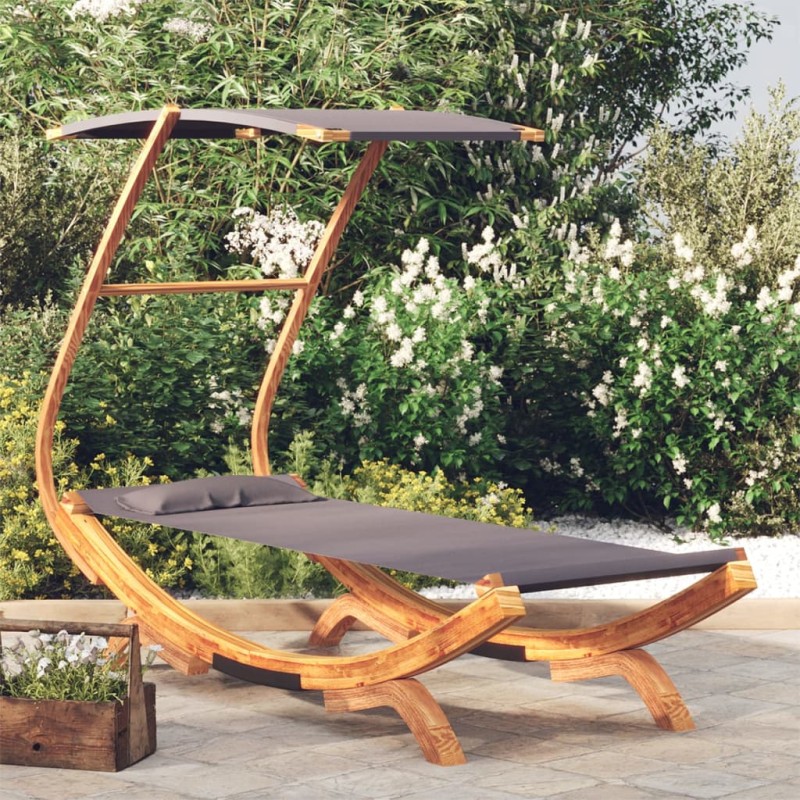 vidaXL Lettino con Tettuccio 100x190x134 cm in Legno Curvato Antracite vidaXL Lettino con Tettuccio 100x190x134 cm in Legno Curvato Antracite