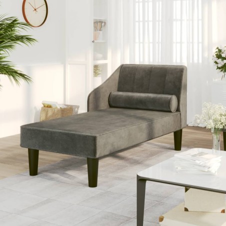 vidaXL Sdraio con Capezzale Grigio Scuro in Velluto