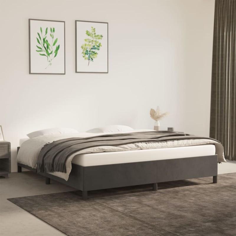 vidaXL Giroletto Grigio Scuro 160x200 cm in Velluto vidaXL Giroletto Grigio Scuro 160x200 cm in Velluto