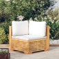vidaXL Divano Angolare da Giardino con Cuscini Crema Massello di Teak vidaXL Divano Angolare da Giardino con Cuscini Crema Massello di Teak