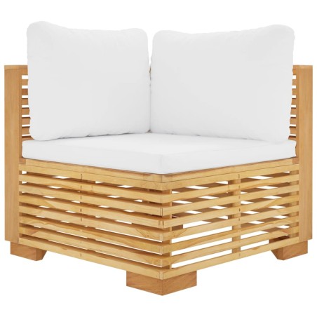 vidaXL Divano Angolare da Giardino con Cuscini Crema Massello di Teak