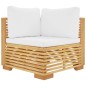 vidaXL Divano Angolare da Giardino con Cuscini Crema Massello di Teak vidaXL Divano Angolare da Giardino con Cuscini Crema Massello di Teak