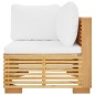 vidaXL Divano Angolare da Giardino con Cuscini Crema Massello di Teak vidaXL Divano Angolare da Giardino con Cuscini Crema Massello di Teak