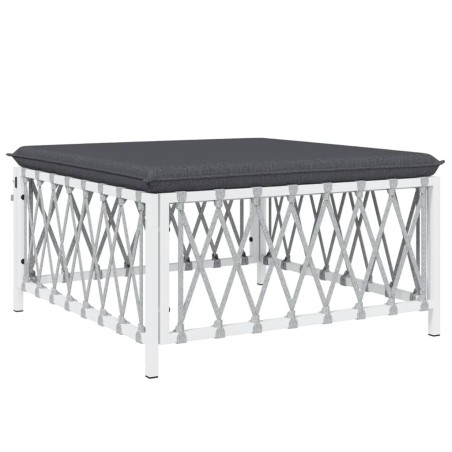 vidaXL Poggiapiedi da Giardino con Cuscino Bianco Tessuto Intrecciato