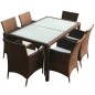 vidaXL Set da Pranzo da Giardino 7 pz con Cuscini Polyrattan Marrone vidaXL Set da Pranzo da Giardino 7 pz con Cuscini Polyrattan Marrone