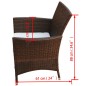 vidaXL Set da Pranzo da Giardino 7 pz con Cuscini Polyrattan Marrone vidaXL Set da Pranzo da Giardino 7 pz con Cuscini Polyrattan Marrone