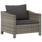 vidaXL Poltrona da Giardino con Cuscino Grigio in Polyrattan vidaXL Poltrona da Giardino con Cuscino Grigio in Polyrattan
