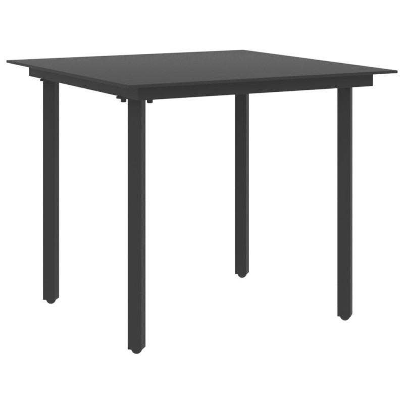 Tavolo da Giardino Nero 80x80x74 cm in Acciaio e Vetro Tavolo da Giardino Nero 80x80x74 cm in Acciaio e Vetro