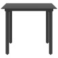 Tavolo da Giardino Nero 80x80x74 cm in Acciaio e Vetro Tavolo da Giardino Nero 80x80x74 cm in Acciaio e Vetro
