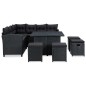 vidaXL Set Divani da Giardino 6 pz con Cuscini in Polyrattan Nero vidaXL Set Divani da Giardino 6 pz con Cuscini in Polyrattan Nero